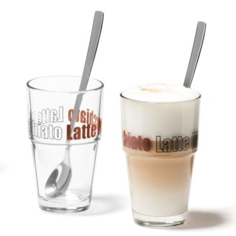 Leonardo Solo pohár szett kanállal 4részes latte macchiatós, barna